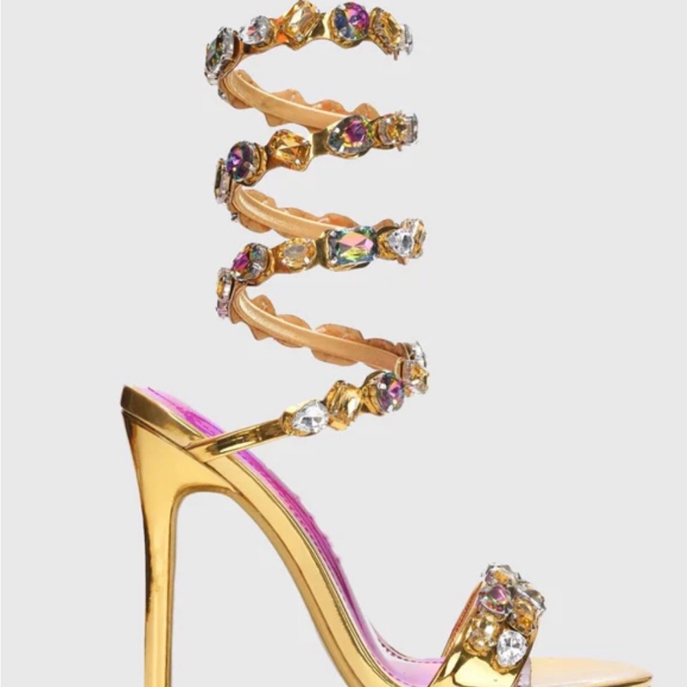 Giralda Rhinestone Embellished Snake Heels